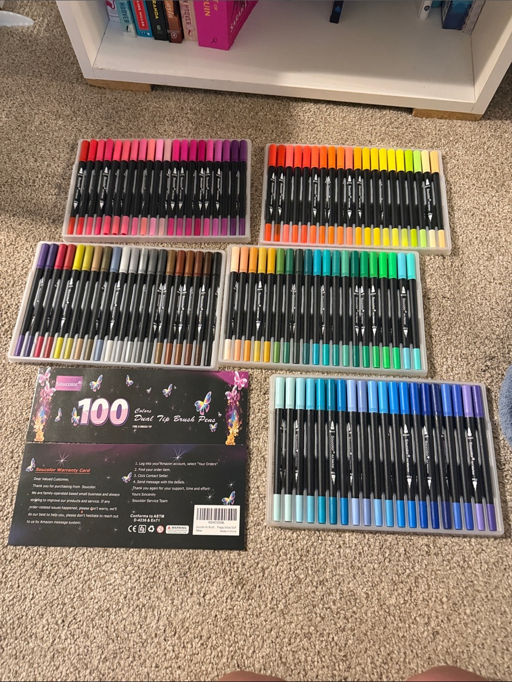100 Dual Tip Brush Pens - Assorted Brights & Pastels